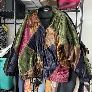90s Vintage Patchwork Velour Jacket